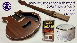 Brian May Red Special Guitar Build Project Body Finishing Part 3  Grain Filling amp Staining by dsgb [upl. by Neeham563]