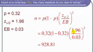 Finding the Sample Size Needed to Obtain a Confidence Interval for a Population Proportion [upl. by Erehs]