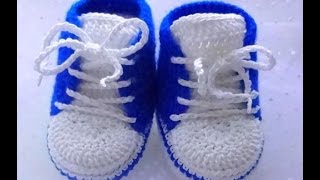 zapatos tejidos a crochet para bebe varon [upl. by Jordanson]