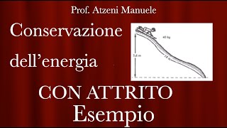 Conservazione energia meccanica CON ATTRITO  Esempio ProfAtzeni ISCRIVITI [upl. by Kcirde335]