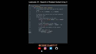 Leetcode 81 Search in Rotated Sorted Array II in Python  Python Leetcode  Python Coding Tutorial [upl. by Ayenat]