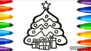 Merry Christmas Drawing  Christmas Drawing Easy Steps  Christmas Tree Drawing  Painting for kids [upl. by Moitoso]