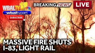 LIVE Massive fire shuts I83 in Baltimore  wbaltvcom [upl. by Karlene]