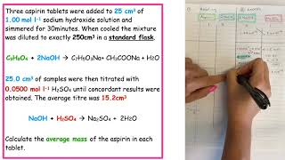 Learn how to calculate the average mass of aspirin in tablets using a back titration [upl. by Shena]