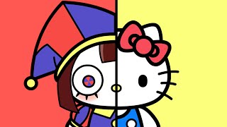 Hello Kitty x Pomni Makeup Transformation The Amazing Digital Circus ポムニ x ハローキティ [upl. by Oleusnoc409]