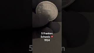 5 Franken Schweiz 🇨🇭 1924 tbmuenzen coin münzen schweiz 1924 sılber switzerland [upl. by Verne]