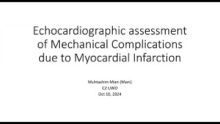 Echocardiographic Assessment of Mechanical Complications Due to Myocardial Infarction [upl. by Funk]