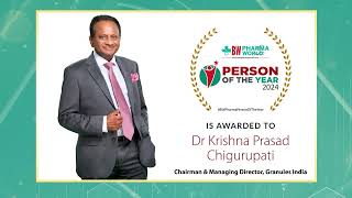 BW Pharma World Person of the Year 2024 Dr Krishna Prasad Chigurupati [upl. by Kornher]