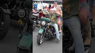 What’s in his Mouth harleydavidson softail bikergirl shorts myrtlebeach motorcycle bike [upl. by Fahey]