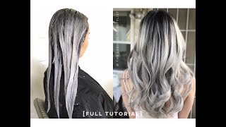 FULL TUTORIAL how to babylights balayage on blackdark hair  bleach wash  color melt tone [upl. by Nomma]