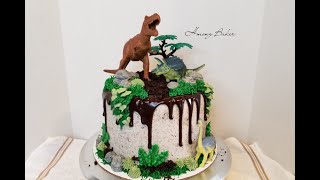 DINOSAUR CAKE Oreo Cookies and Cream Birthday Cake [upl. by Anelaj]