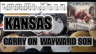 Kansas  Carry On Wayward Son  Drum Cover With SHEET MUSIC [upl. by Nohtiek]