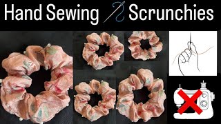 DIY Hand sewing Scrunchy Tutorial How to Make A Scrunchies Hand Sewing  Scrunchy costurado a Mao [upl. by Keldon640]