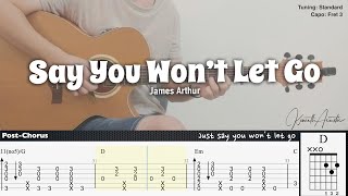 Say You Won’t Let Go  James Arthur  Fingerstyle Guitar  TAB  Chords  Lyrics [upl. by Ajup544]