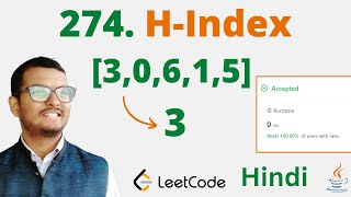 274 HIndex  Java  Leetcode  Hindi [upl. by Sugar157]