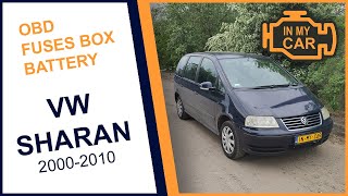 Where to find the diagnostic port OBD2 fuses box and battery in VOLKSWAGEN Sharan 2 20002010 [upl. by Rovelli245]