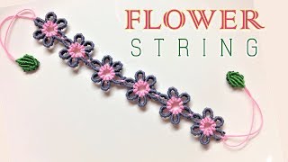 Macrame bracelet tutorial The flower string ending with leafs  Thắt vòng tay chuỗi hoa nhỏ [upl. by Phi]