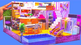 DIY Cardboard Miniature Dreamhouse 24  New DIY 3storey Mansion Dollhouse with 2 bedrooms [upl. by Lotson757]