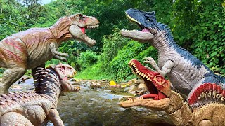 SPINOSAURUS VS TREX VS CARNOTAURUS  Spinosaurus Protects its Family  Jurassic World  Dino Action [upl. by Safire]