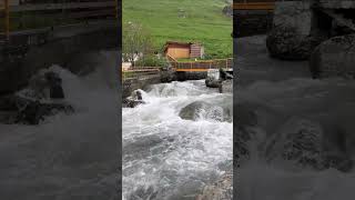 Village of Georgia Juta Kazbegi River cottage view water fall Hidden Beauty of Caucasus Mountain [upl. by Idnahk]