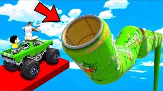 SHINCHAN AND FRANKLIN TRIED THE IMPOSSIBLE CURVY CAN TUNNEL PARKOUR CHALLENGE GTA 5 [upl. by Dugan]