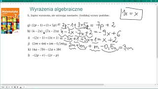 Zad 1 gl str 169 WYRAŻENIA ALGEBRAICZNE Matematyka z Plusem 7 [upl. by Mcgaw]