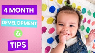 4 MONTH OLD BABY DEVELOPMENTAL MILESTONES Cognitive SocialEmotional Language Gross amp Fine Motor [upl. by Justen]