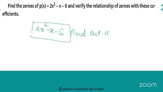 KREIS  SANKALP  10TH STD  POLYNOMIALS  S7 [upl. by Elocel]