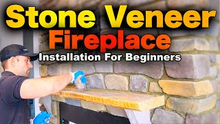 How To Install Stone Veneer On A Fireplace  STEP BY STEP Guide [upl. by Leduar]