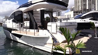 2019 Galeon 470 Sky Yacht  Deck and Interior Walkaround  2019 Miami Yacht Show [upl. by Eegnat]