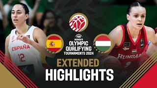 Spain 🇪🇸 v Hungary 🇭🇺  Extended Highlights  FIBA Womens OQT 2024 [upl. by Eberhart]