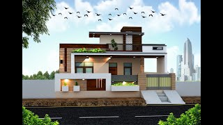 30x60 west face house plan with parking amp garden  2 bed room west face plan with 3d front elevation [upl. by Askwith596]