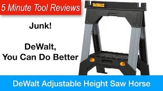 DeWalt Adjustable Height Saw Horses  Five Minute Tool Review [upl. by Ayrotal377]