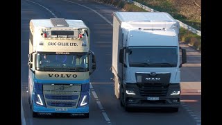 VOLVO FH vs MAN  A1M motorway race  trucks spotting [upl. by Ahsenak]