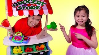 Jannie Buy Kitchen Toys Vegetables from The Supermarket – Fun Pretend Play [upl. by Kimon994]