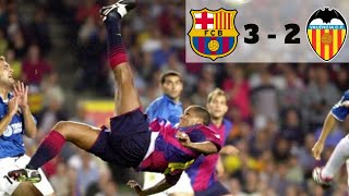 RIVALDO BICYCLE KICK GOAL RIVALDO HAT TRICK VS VALENCIA 200001  GREATEST PERFORMANCE [upl. by Chamkis]