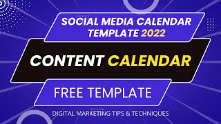 Social Media Calendar Template 2022  Content Calendar 2022  Free Social Media Calendar Template [upl. by Enelad]