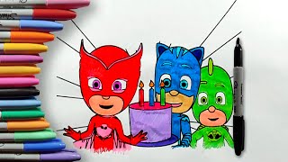 How to Color Catboy Owlette Gekko from Pj Masks Step by Step Easy Coloring pages for Kids [upl. by Bergerac]