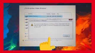 Solución no se puede Instalar WINDOWS en este DiscoMBREFIGPT [upl. by Olfe]