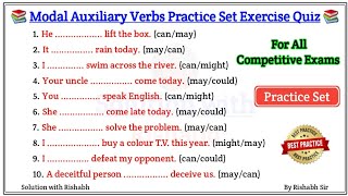 Modal Auxiliary Verbs practice set  Modal Auxiliary verbs exercise  Modal Auxiliary verbs quiz [upl. by Nirda198]