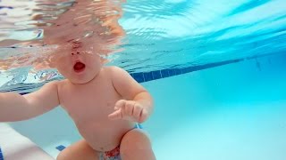 Isaac Elizabeths little brother Starts his swim lessons and already can float on his back [upl. by Ricky153]