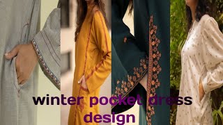 winter pocket dress design pocket designdress design style [upl. by Valenza]