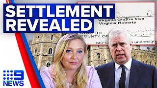 US court unseals secret settlement between Jeffrey Epstein and Virginia Giuffre  9 News Australia [upl. by Avilo]