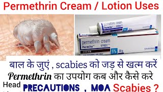 Permethrin Cream 5  ww । Permethrin lotion Uses  Precautions  MOA  Side effects in Hindi [upl. by Nanor]