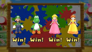 Mario Party 9 Mini Games  Flinger Painting  Luigi vs Yoshi vs Peach vs Daisy Step It Up [upl. by Lazes116]