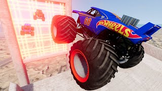 Monster Trucks Jumping Through GIANT Lasers LIVE  BeamNG Drive  Griffs Garage [upl. by Nwad]