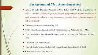 SJCTNC–MrJDURAIRAJ–PSW31A–RURALampTRIBAL COMM DEV–UNIT 2 – 73RD CONSTITUTIONAL AMENDMENT ACT 1992 [upl. by Battat]