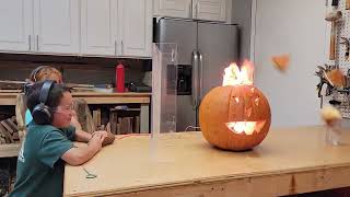 Pumpkin Explosion Dangerous Calcium Carbide Reaction [upl. by Tyree]