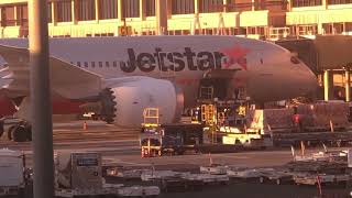 Jetstar airways 787 at Honolulu airport departing to Melbourne Australia [upl. by Nassah]