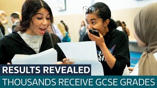 GCSE results day Pupils receiving highest grades fall but remains above preCovid levels  ITV News [upl. by Eglanteen193]